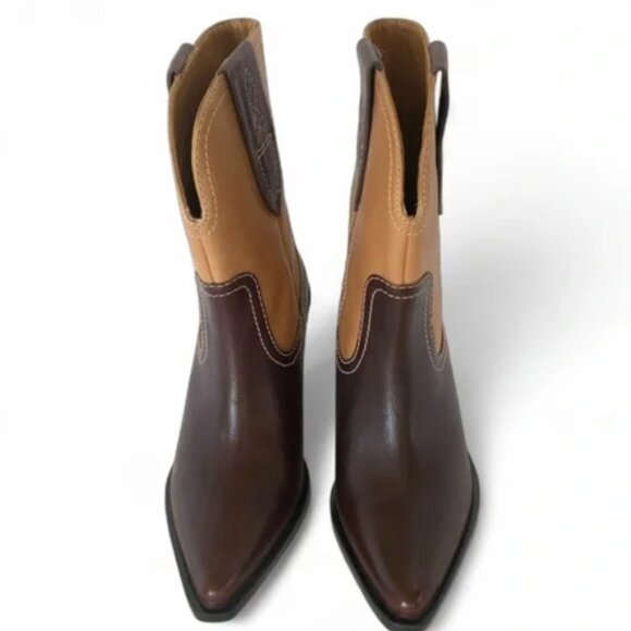 NEW Free People Pitchfork Point Western Boots - Leather, Pointed Toe 925 6s3 - Picture 11 of 15